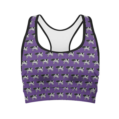 Purple Cow Pattern Print Women's Sports Bra