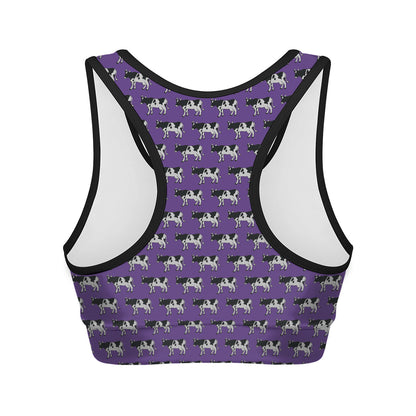 Purple Cow Pattern Print Women's Sports Bra