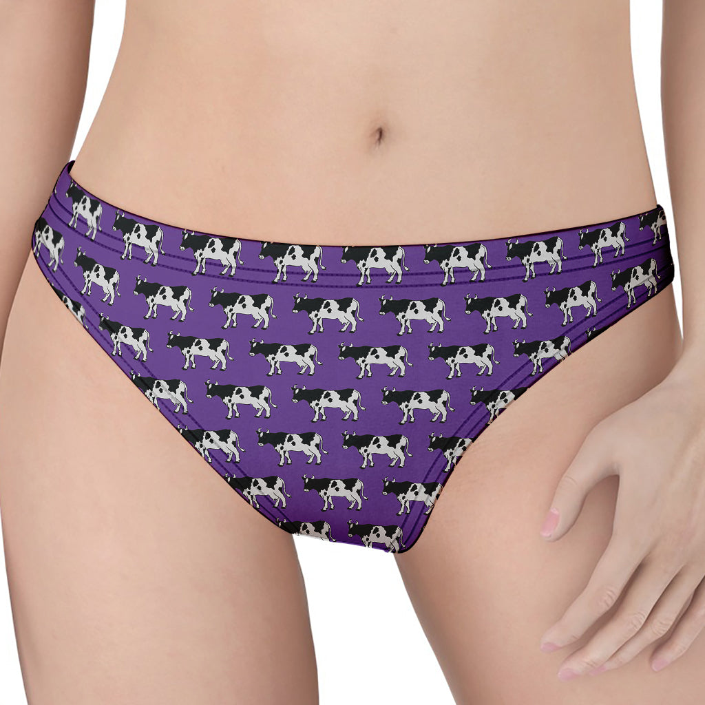 Purple Cow Pattern Print Women's Thong