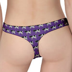 Purple Cow Pattern Print Women's Thong