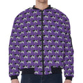 Purple Cow Pattern Print Zip Sleeve Bomber Jacket