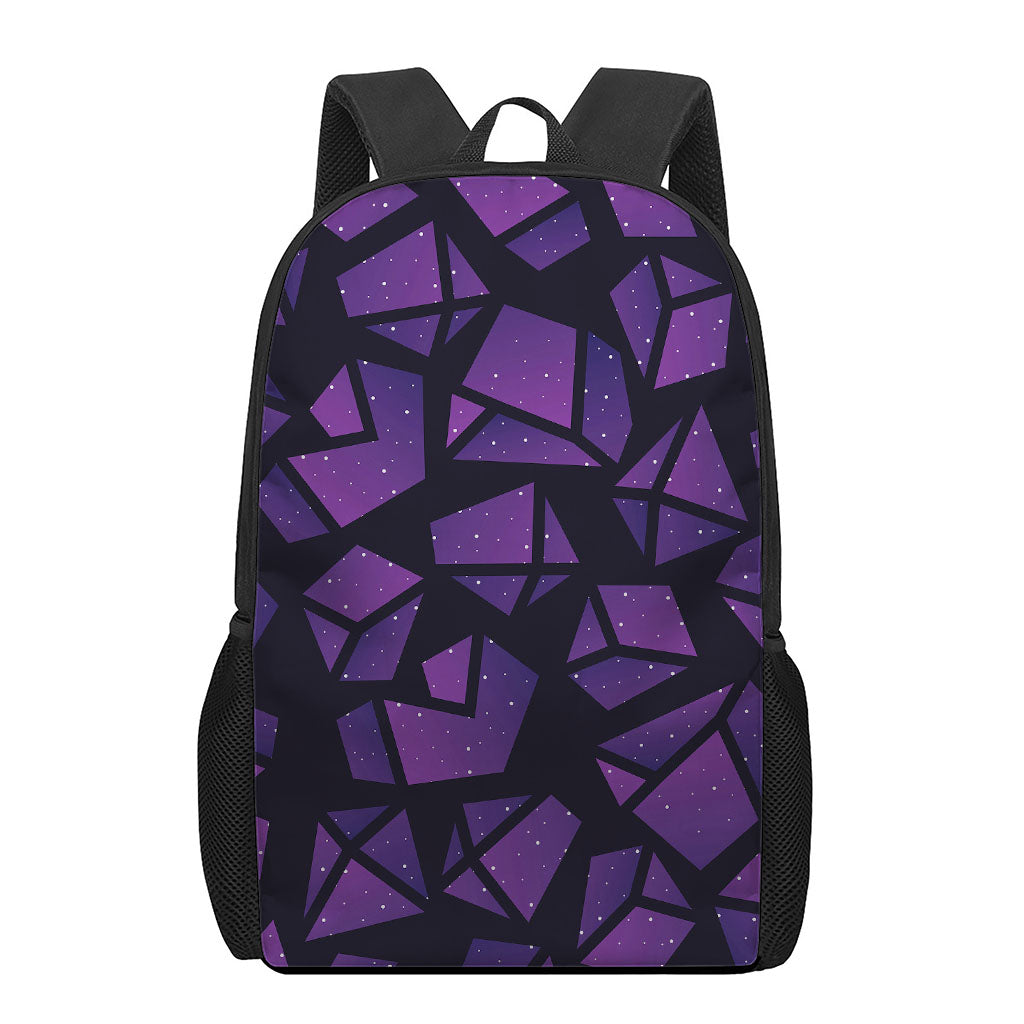 Purple Crystal Cosmic Galaxy Space Print 17 Inch Backpack