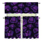 Purple Crystal Cosmic Galaxy Space Print 3 Piece Kitchen Curtains