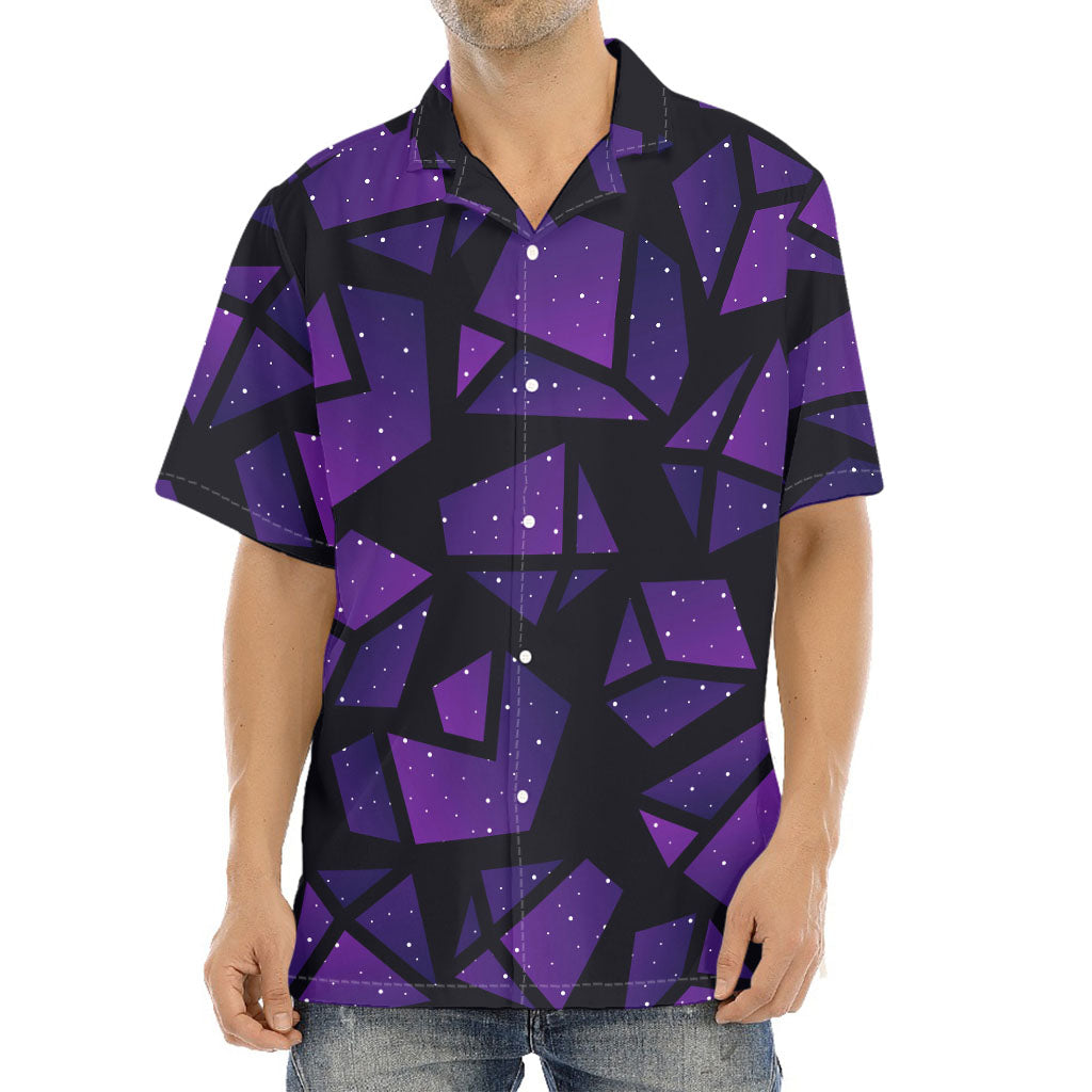 Purple Crystal Cosmic Galaxy Space Print Aloha Shirt