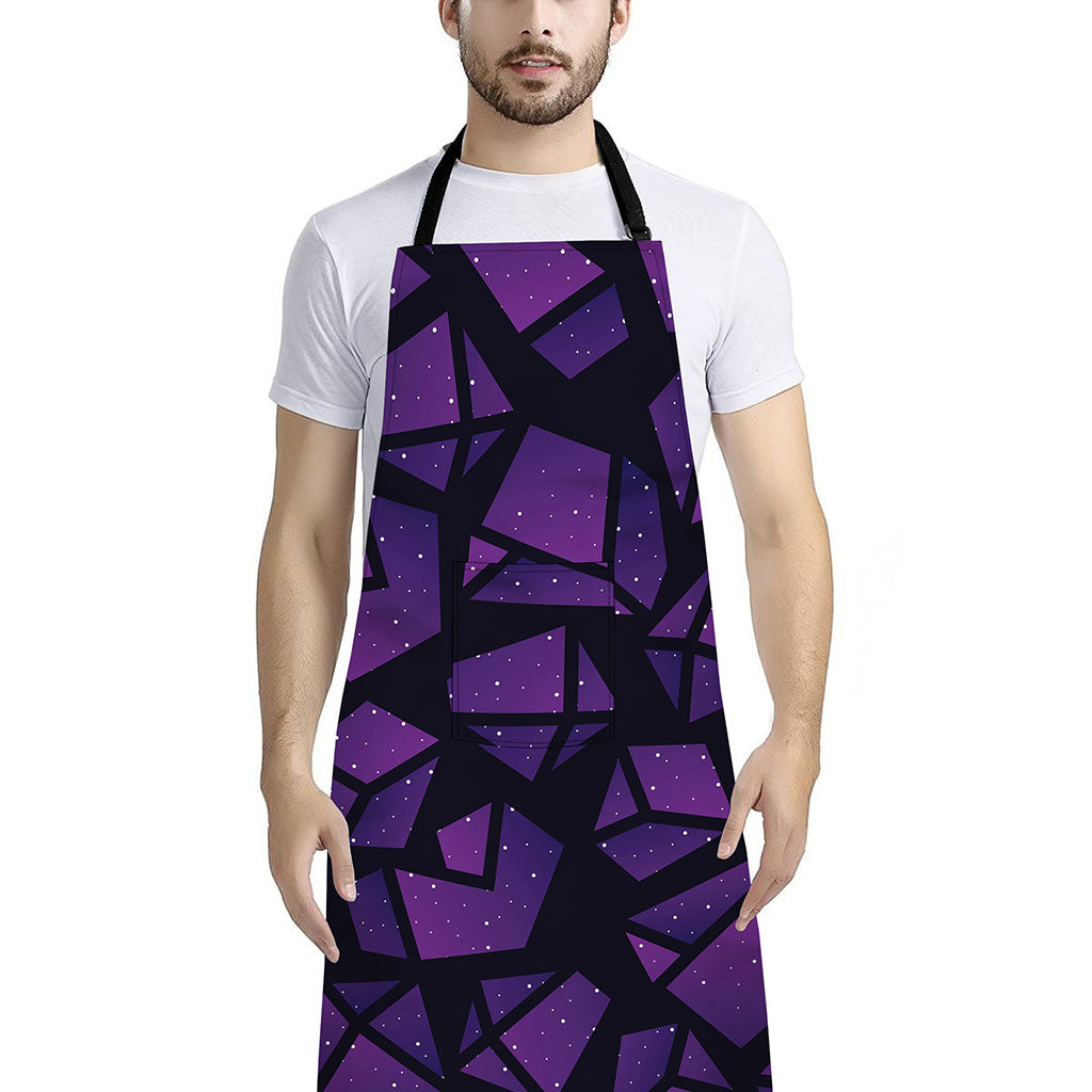 Purple Crystal Cosmic Galaxy Space Print Bib Apron With Pocket