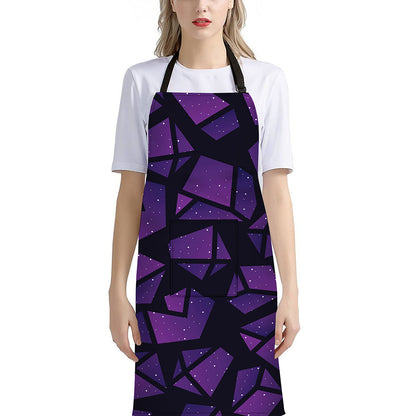 Purple Crystal Cosmic Galaxy Space Print Bib Apron With Pocket