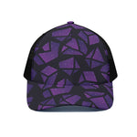Purple Crystal Cosmic Galaxy Space Print Black Mesh Trucker Cap