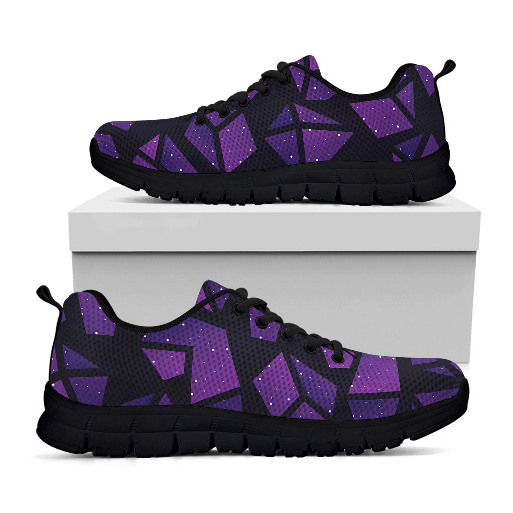 Purple Crystal Cosmic Galaxy Space Print Black Running Shoes