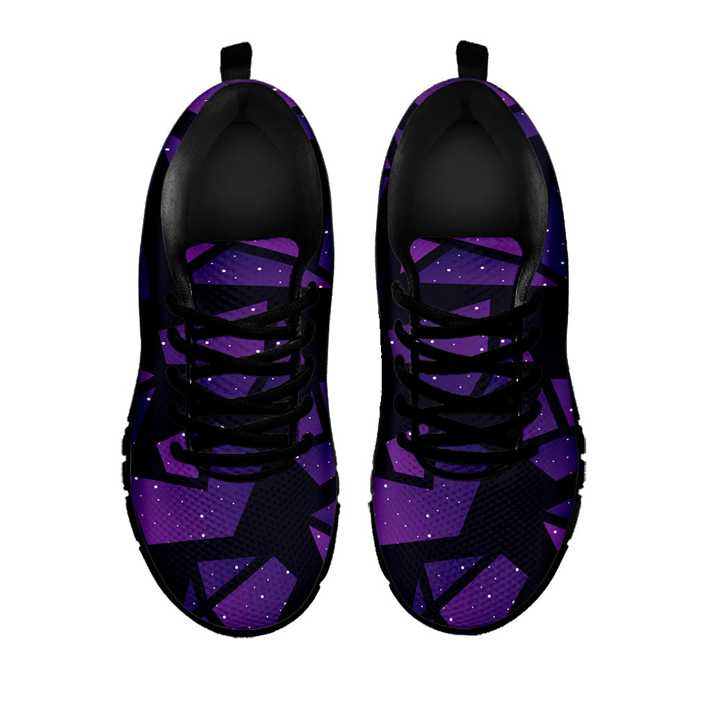 Purple Crystal Cosmic Galaxy Space Print Black Running Shoes