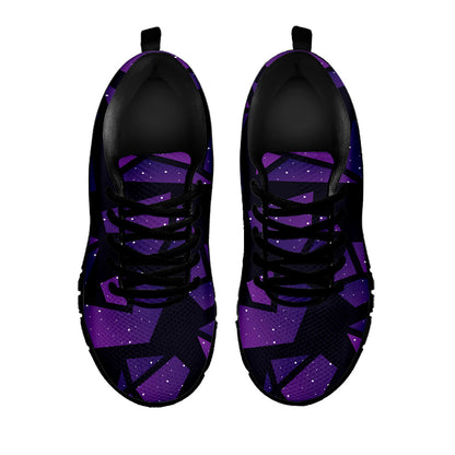 Purple Crystal Cosmic Galaxy Space Print Black Running Shoes
