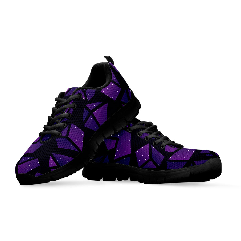 Purple Crystal Cosmic Galaxy Space Print Black Running Shoes