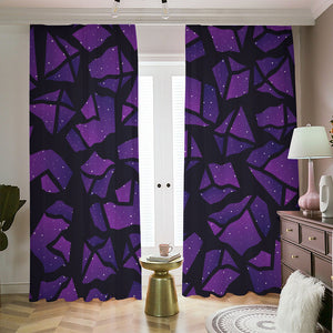 Purple Crystal Cosmic Galaxy Space Print Blackout Pencil Pleat Curtains