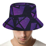 Purple Crystal Cosmic Galaxy Space Print Bucket Hat
