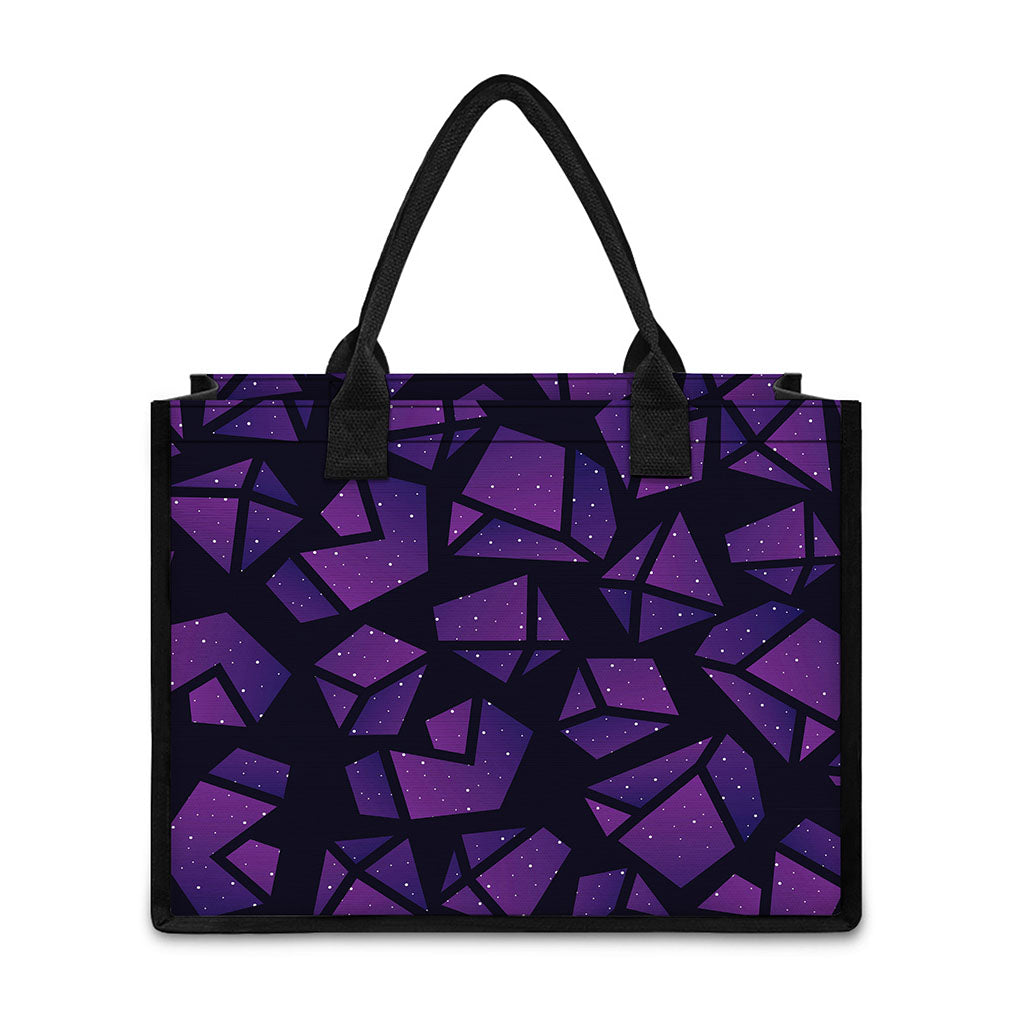 Purple Crystal Cosmic Galaxy Space Print Canvas Tote Bag