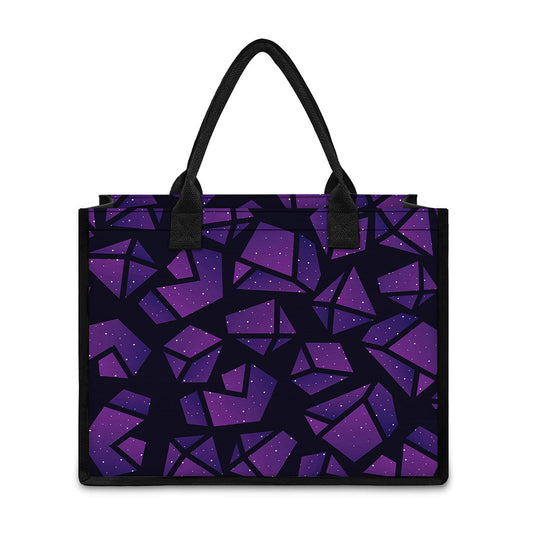 Purple Crystal Cosmic Galaxy Space Print Canvas Tote Bag