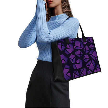 Purple Crystal Cosmic Galaxy Space Print Canvas Tote Bag