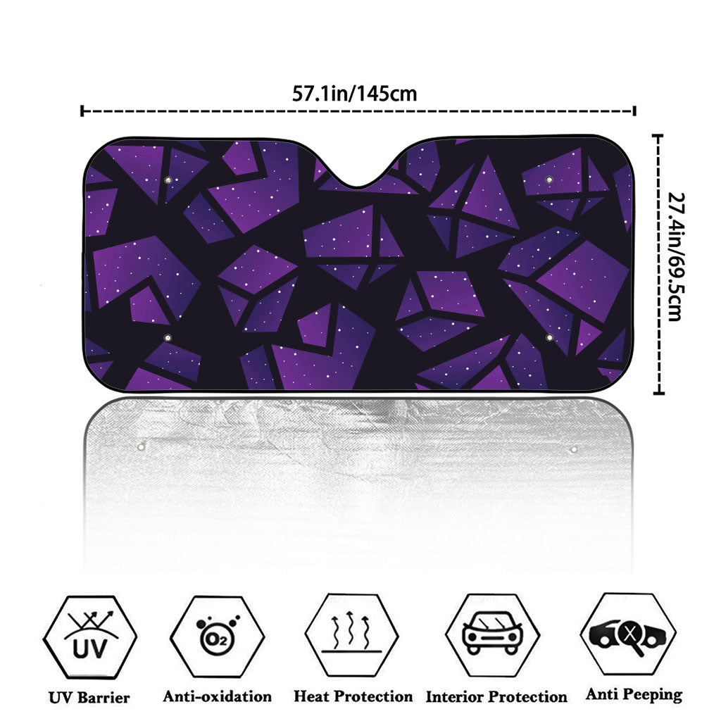 Purple Crystal Cosmic Galaxy Space Print Car Windshield Sun Shade