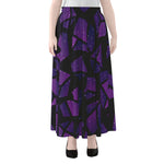 Purple Crystal Cosmic Galaxy Space Print Chiffon Maxi Skirt