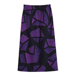 Purple Crystal Cosmic Galaxy Space Print Cotton Front Slit Maxi Skirt