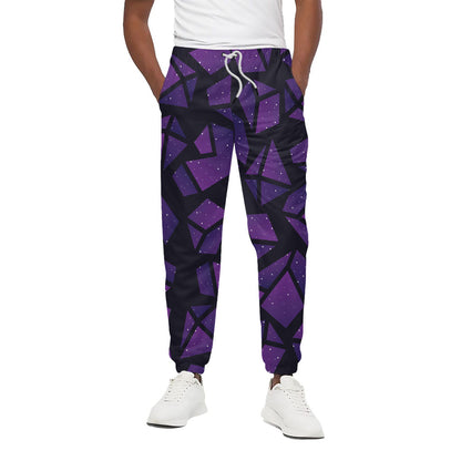 Purple Crystal Cosmic Galaxy Space Print Cotton Pants