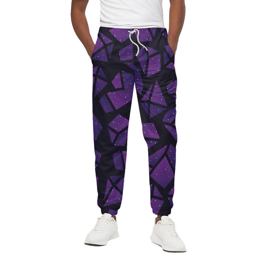 Purple Crystal Cosmic Galaxy Space Print Cotton Pants