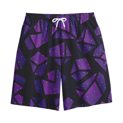 Purple Crystal Cosmic Galaxy Space Print Cotton Shorts