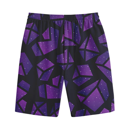 Purple Crystal Cosmic Galaxy Space Print Cotton Shorts