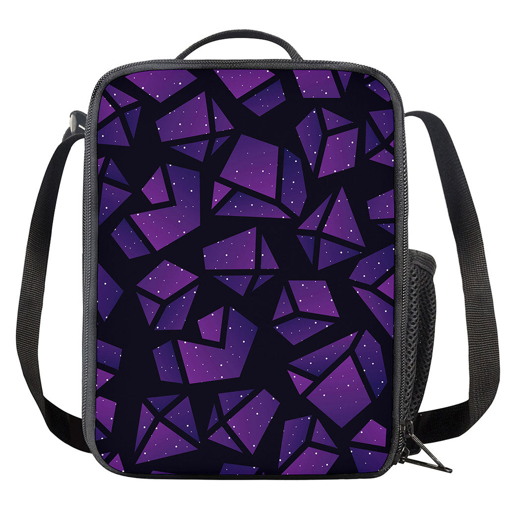 Purple Crystal Cosmic Galaxy Space Print Crossbody Lunch Bag