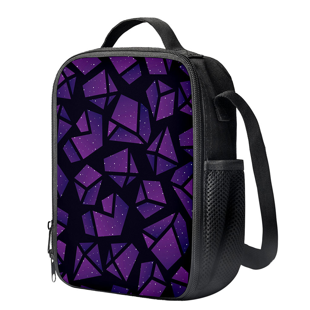 Purple Crystal Cosmic Galaxy Space Print Crossbody Lunch Bag