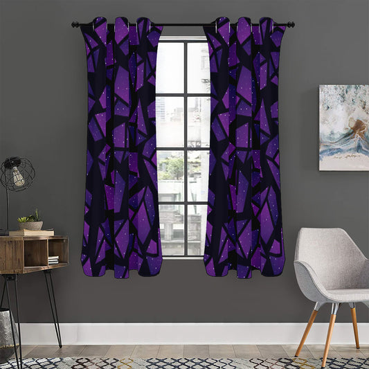 Purple Crystal Cosmic Galaxy Space Print Curtain