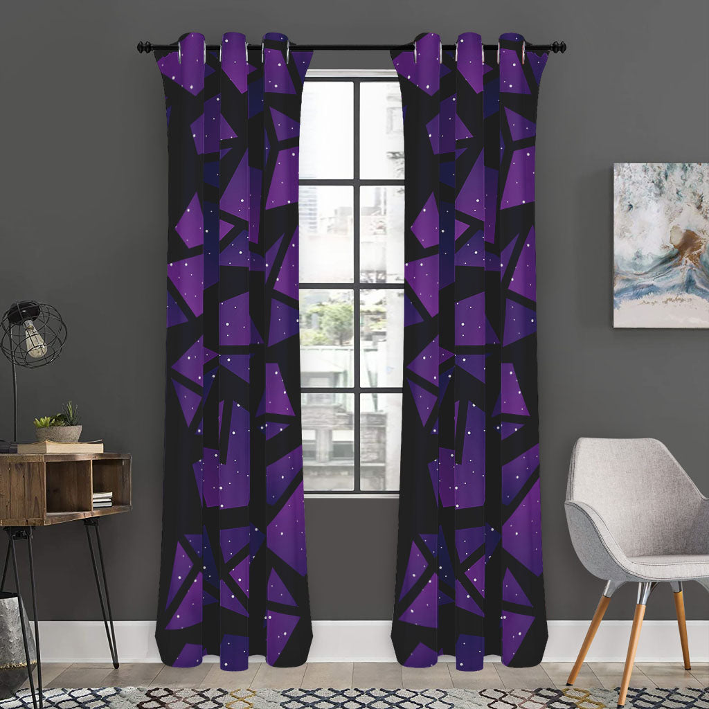 Purple Crystal Cosmic Galaxy Space Print Curtain