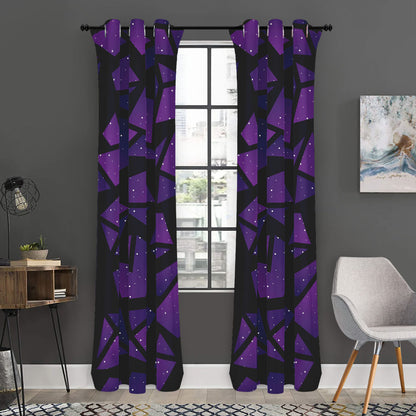 Purple Crystal Cosmic Galaxy Space Print Curtain
