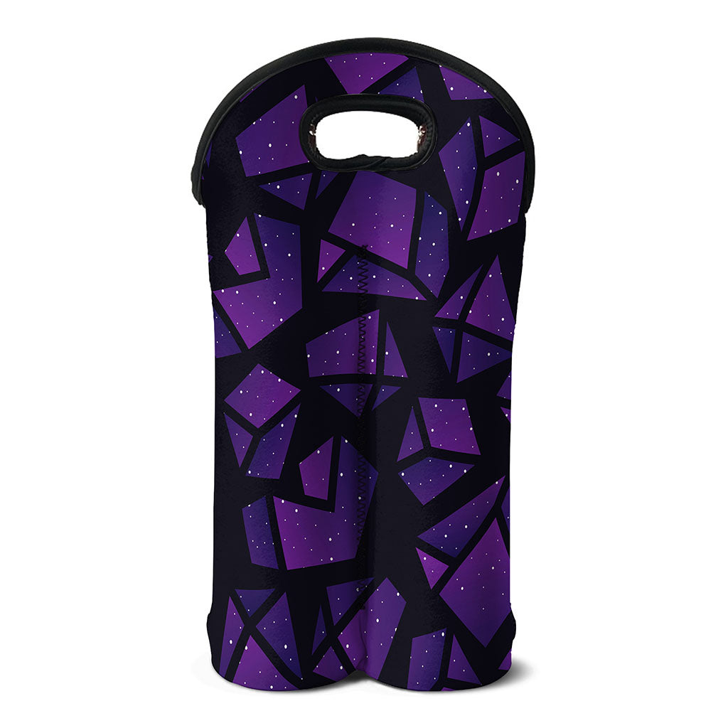 Purple Crystal Cosmic Galaxy Space Print Double Neoprene Wine Tote