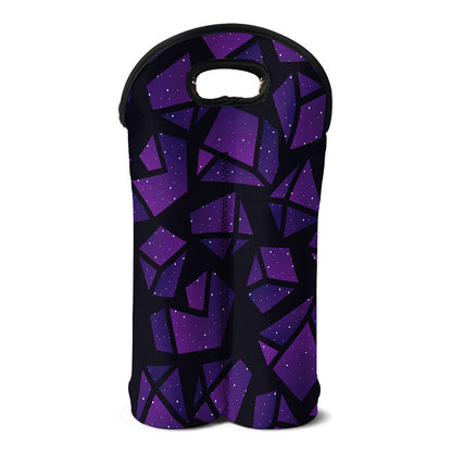 Purple Crystal Cosmic Galaxy Space Print Double Neoprene Wine Tote