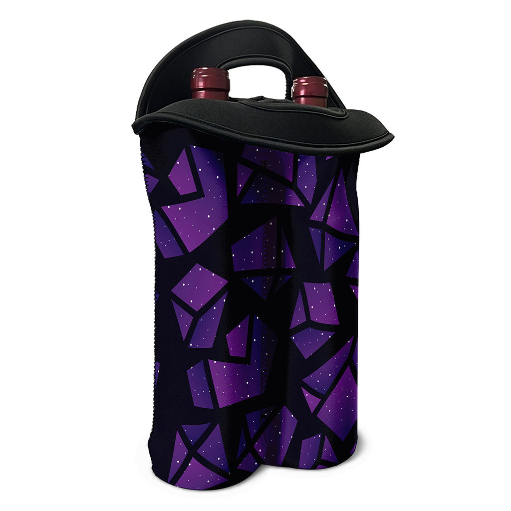Purple Crystal Cosmic Galaxy Space Print Double Neoprene Wine Tote