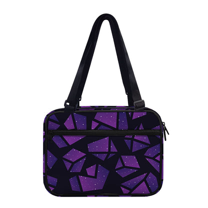 Purple Crystal Cosmic Galaxy Space Print Double Strap Bible Bag