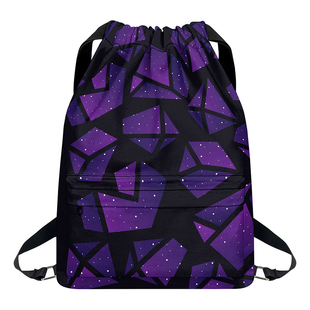 Purple Crystal Cosmic Galaxy Space Print Drawstring Backpack