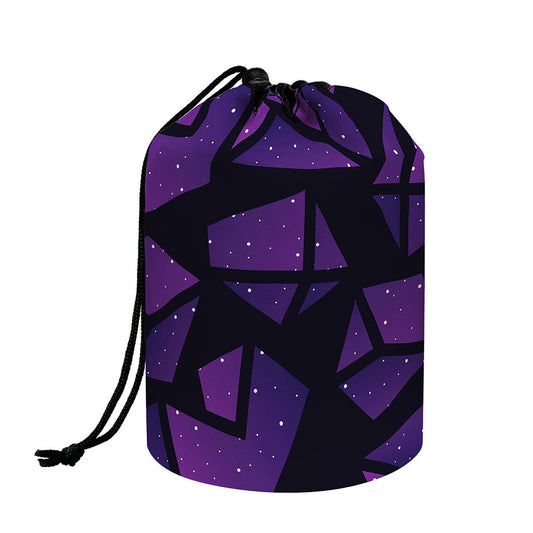 Purple Crystal Cosmic Galaxy Space Print Drawstring Makeup Bag