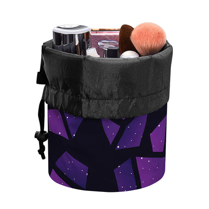Purple Crystal Cosmic Galaxy Space Print Drawstring Makeup Bag