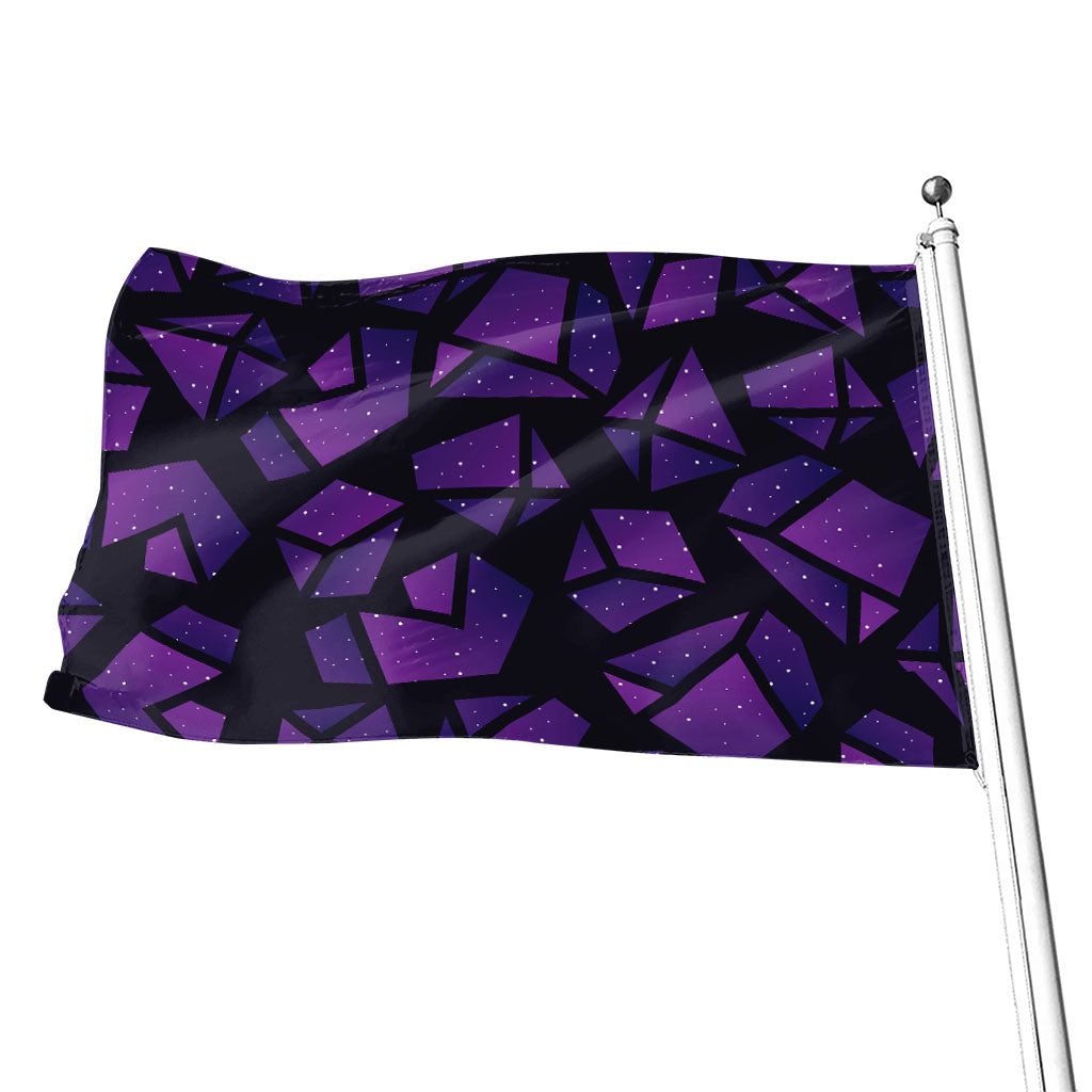 Purple Crystal Cosmic Galaxy Space Print Flag