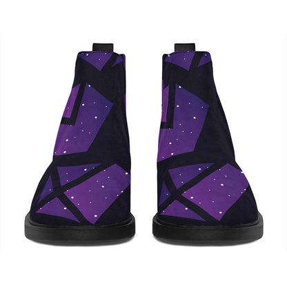 Purple Crystal Cosmic Galaxy Space Print Flat Ankle Boots