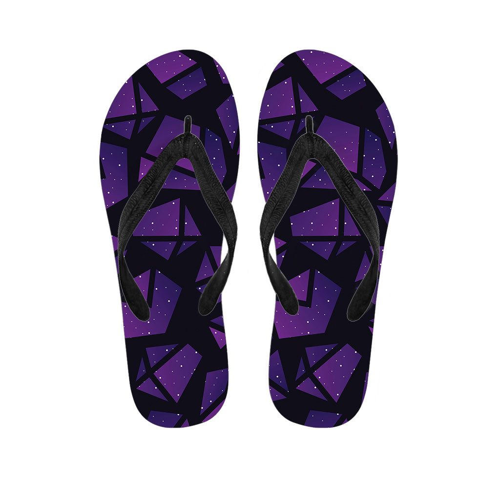 Purple Crystal Cosmic Galaxy Space Print Flip Flops