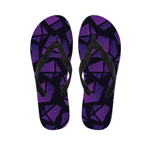 Purple Crystal Cosmic Galaxy Space Print Flip Flops