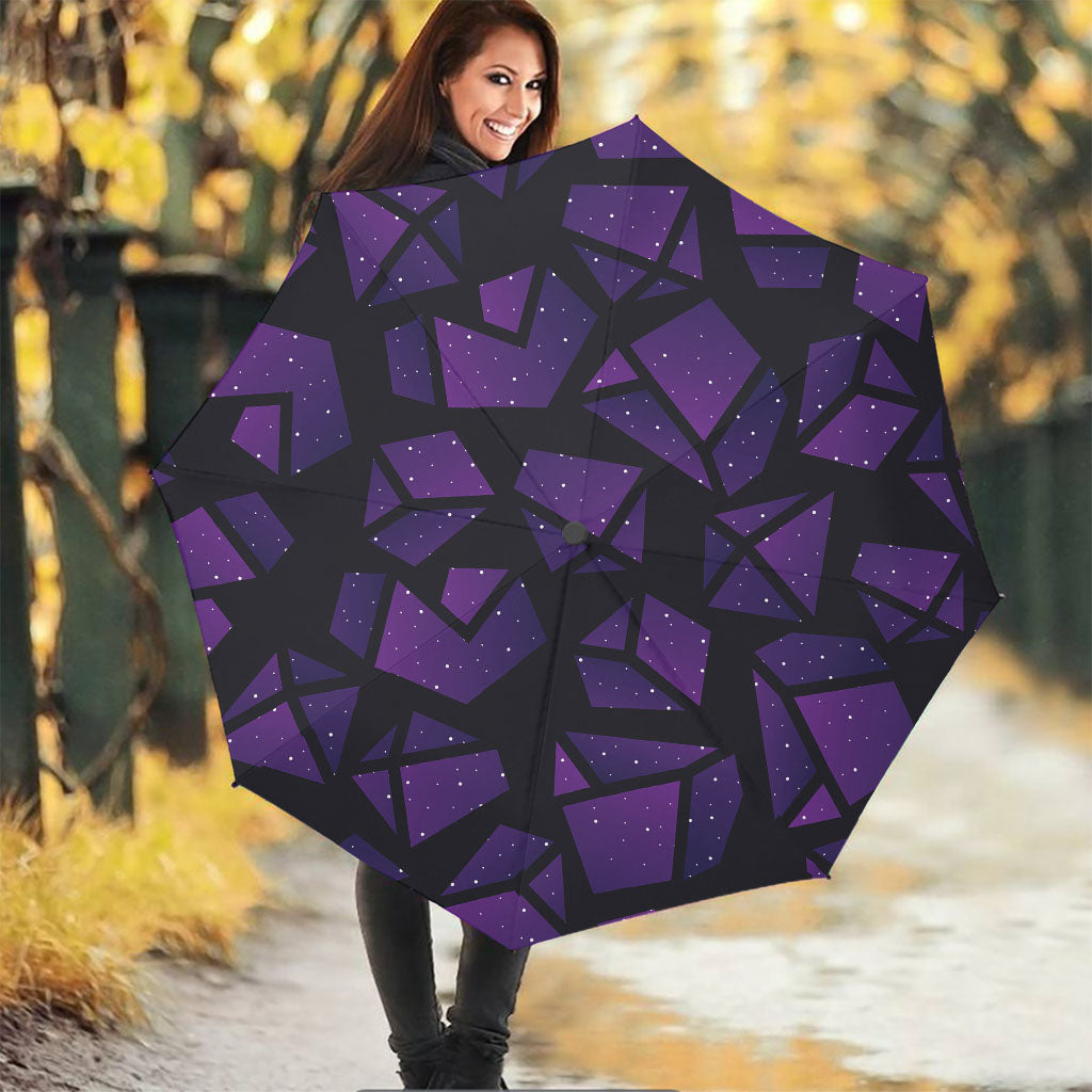 Purple Crystal Cosmic Galaxy Space Print Foldable Umbrella