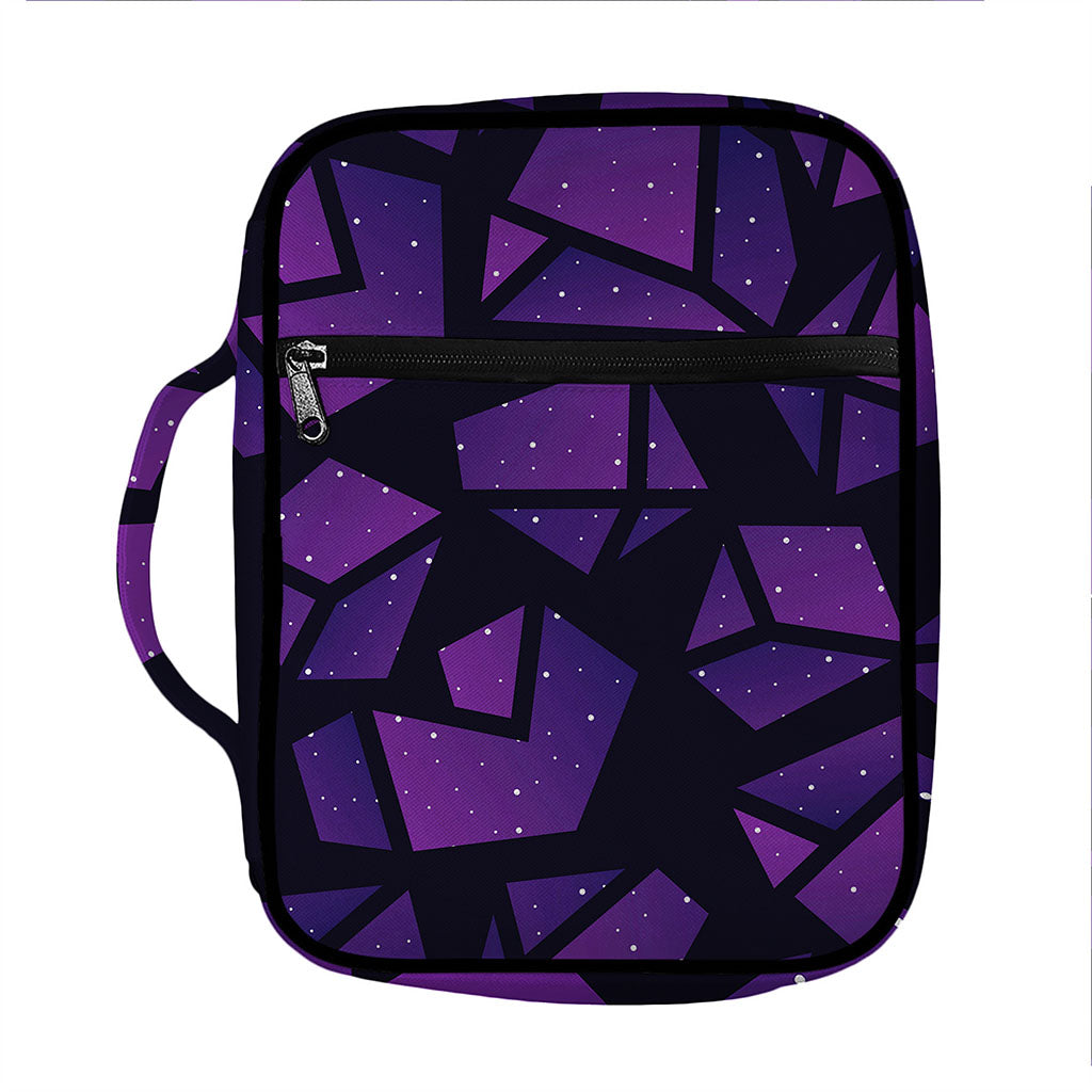Purple Crystal Cosmic Galaxy Space Print Front Pocket Bible Bag