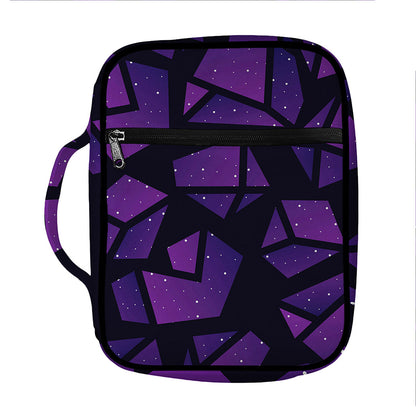 Purple Crystal Cosmic Galaxy Space Print Front Pocket Bible Bag