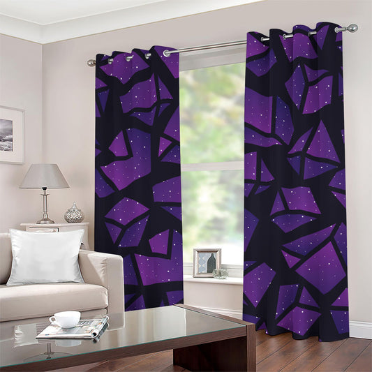 Purple Crystal Cosmic Galaxy Space Print Grommet Curtains