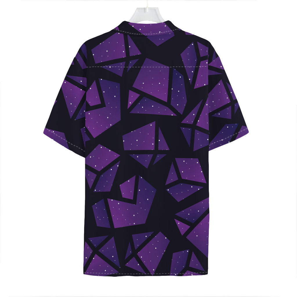 Purple Crystal Cosmic Galaxy Space Print Hawaiian Shirt