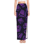 Purple Crystal Cosmic Galaxy Space Print High Slit Maxi Skirt
