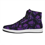 Purple Crystal Cosmic Galaxy Space Print High Top Leather Sneakers